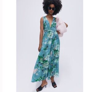 H&M Floral Deep V Maxi Dress